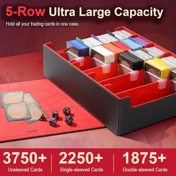 Black and Red Magnetic Leather Deck Box - Picture 3 of 6